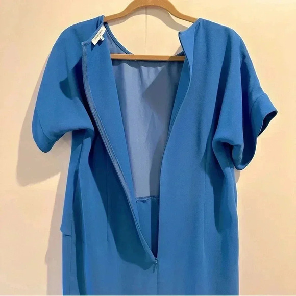 Gerard Darel Paris “Rimini” Crepe Asymmetrical Drape Dress Blue EU 40/US 10 EUC‌ - Picture 9 of 13